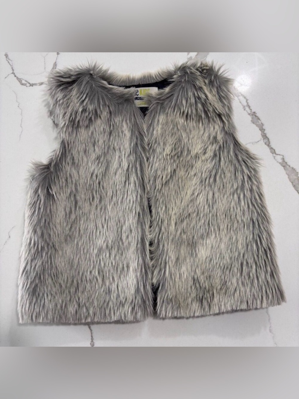 Genuine Kids Oshkosh B'gosh Toddler Girls Grey Faux Fur Vest 12-18 Months Gray